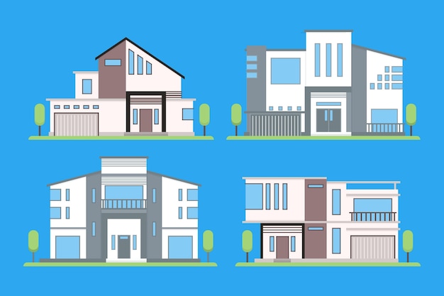 Kostenloser Vektor sammlung verschiedener moderner häuser
