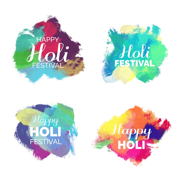 Sammlung von aquarell-holi-etiketten