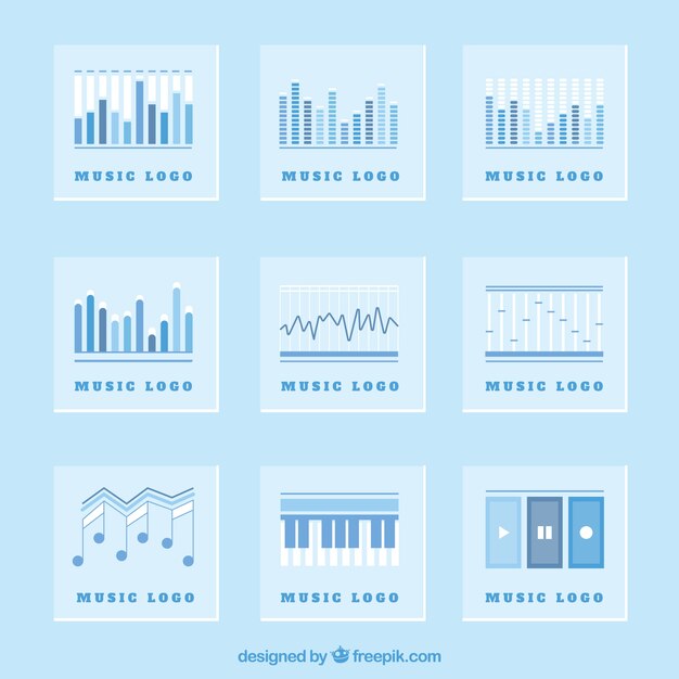 Kostenlose Vektor Sammlung Von Blauen Musik Logos