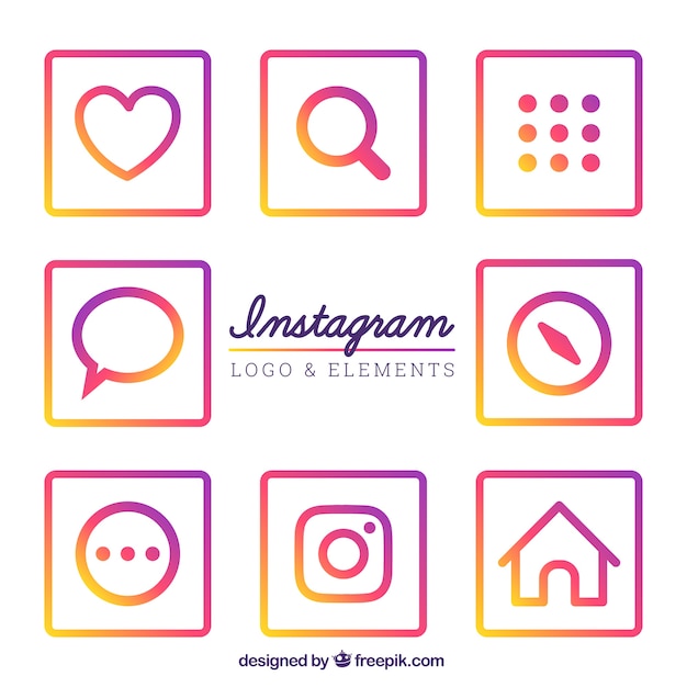 Sammlung von bunten icons instagram