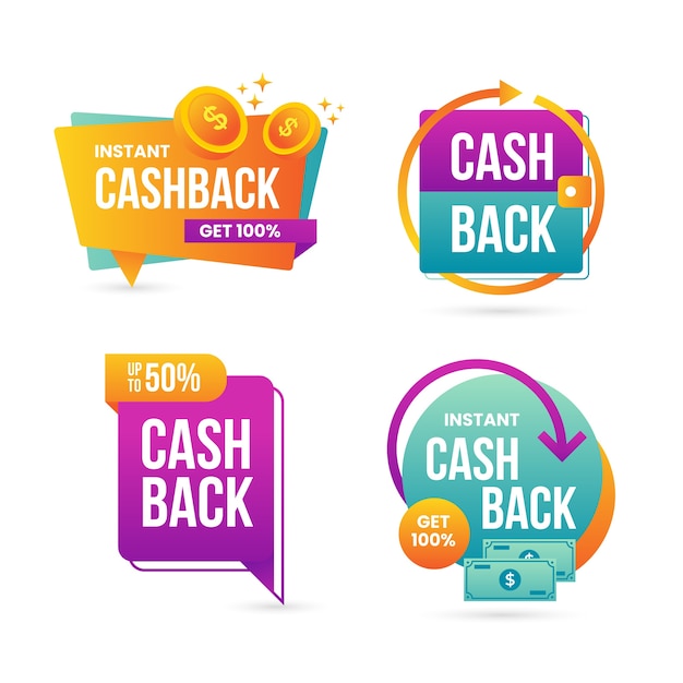 Sammlung von cashback-etiketten