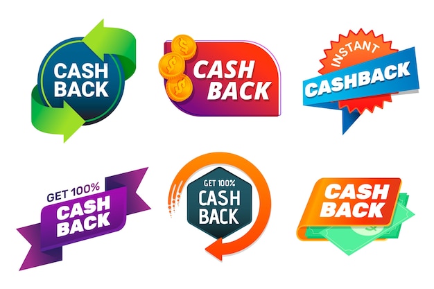 Sammlung von cashback-etiketten