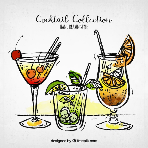 Sammlung von cocktail-skizzen