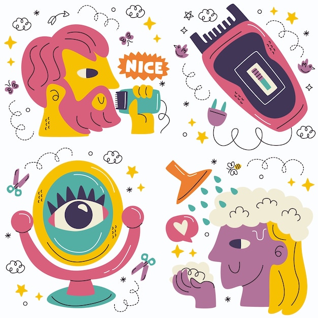 Sammlung von doodle-pflegeaufklebern