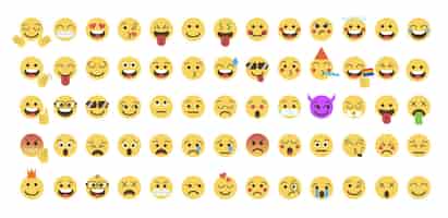 Kostenloser Vektor sammlung von emojis im flachen stil