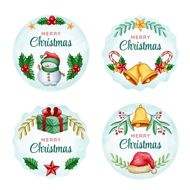 Kostenlose Vektor sammlung von etiketten für die weihnachtszeit