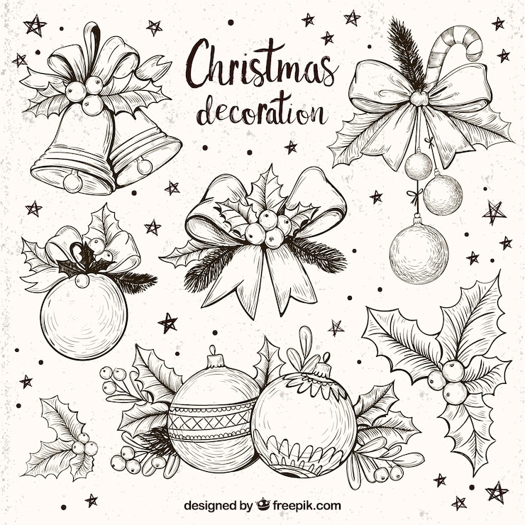 Kostenlose Vektor sammlung von fantastischen weihnachtsdekoration