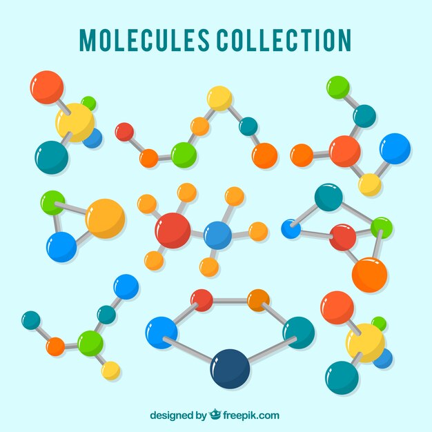 Sammlung von farbigem Molekül