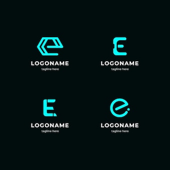 Sammlung von flachen e-logo-vorlagen