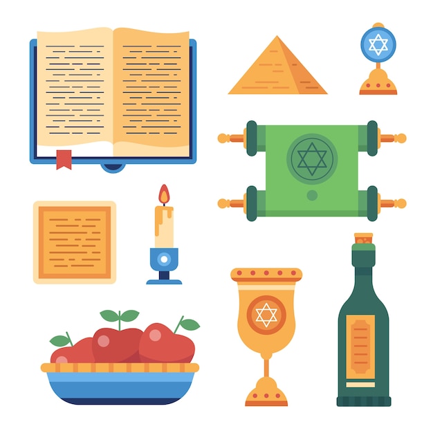 Sammlung von flachen Passover-Elementen
