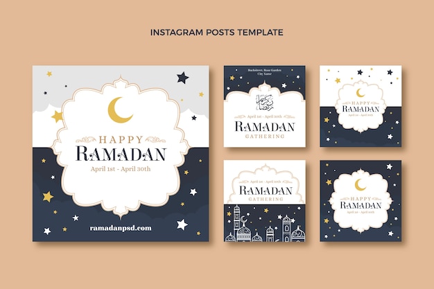 Sammlung von flachen ramadan-instagram-posts