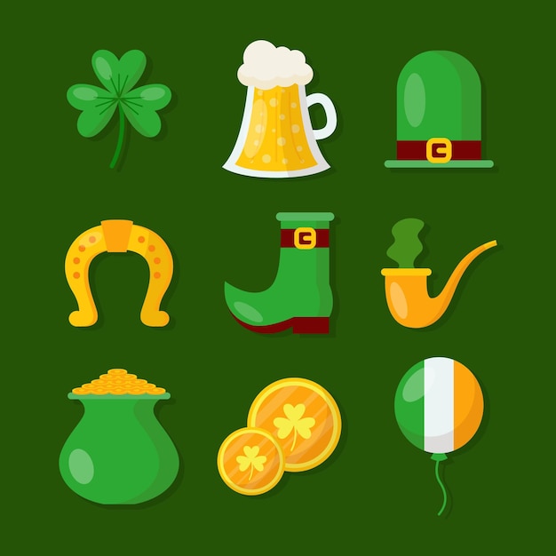 Sammlung von flachen st. patrick's day elemente