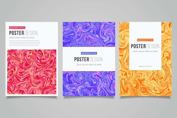 Kostenlose Vektor sammlung von fluid-effekt-poster-vorlagen