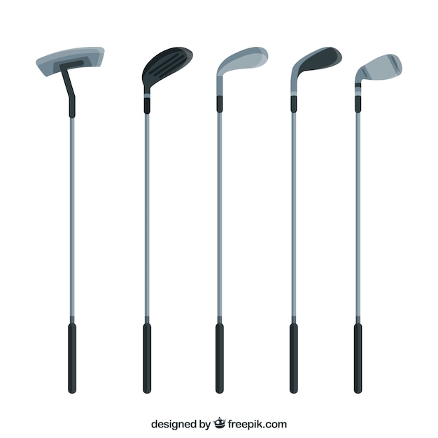 Sammlung von fünf Golfschlägern