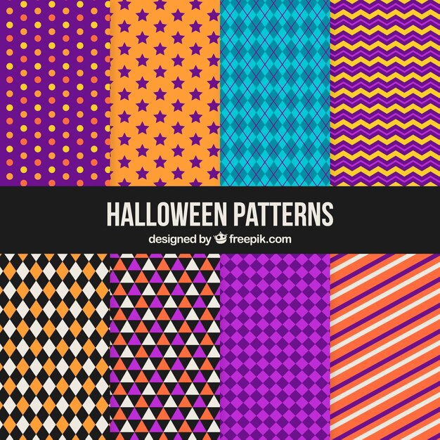 Sammlung von geometrischen Halloween-Mustern