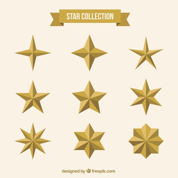 Sammlung von goldenen Sternen in flaches Design