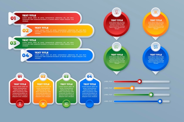 Sammlung von gradienten-infografik-elementen