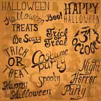 Kostenloser Vektor sammlung von halloween hand typografie-designs