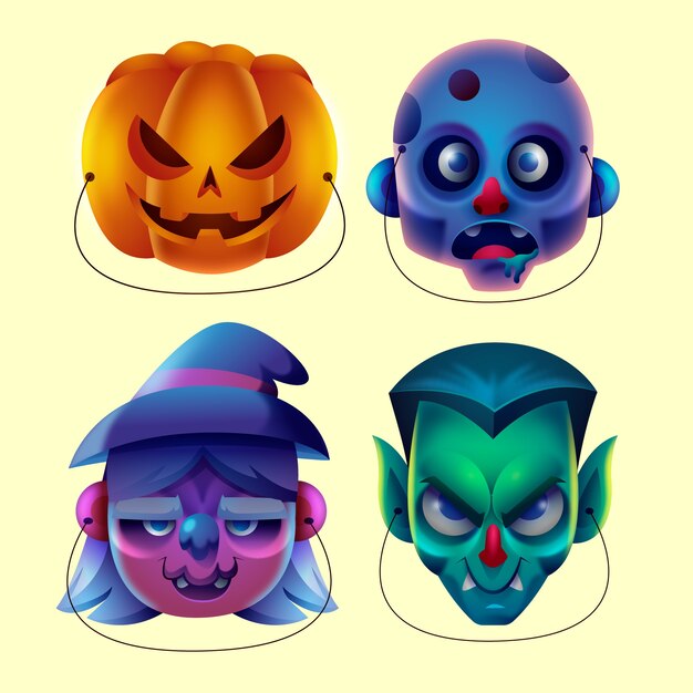 Sammlung von Halloween-Maskenelementen