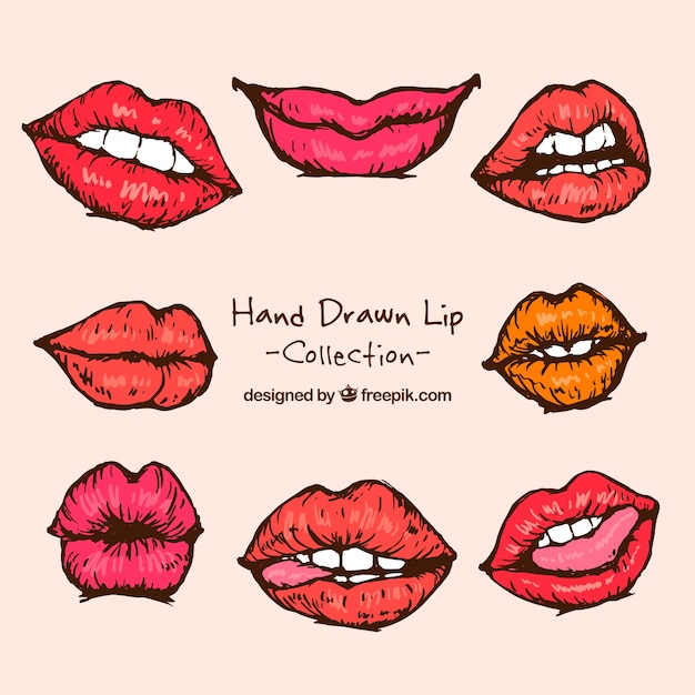 Sammlung von hand bemalt lippen