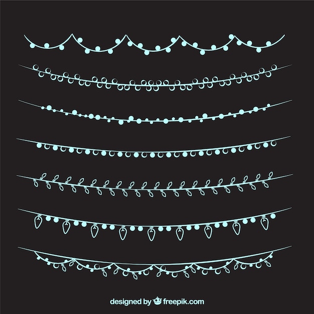 Kostenloser Vektor sammlung von hand gezeichnet elegante lichterketten