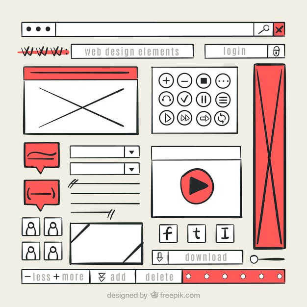 Sammlung von Hand gezeichneten Elemente der Website