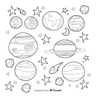 Sammlung von hand gezeichneten planeten