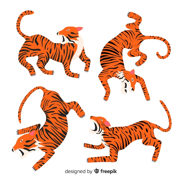 Sammlung von hand gezeichneten tiger