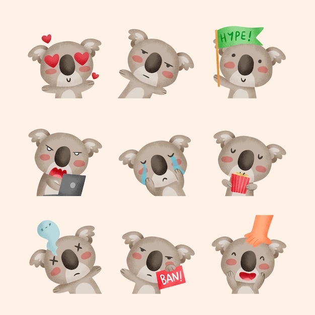 Sammlung von handgezeichneten emotes-elementen