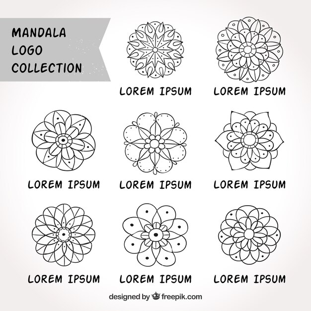 Sammlung von handgezeichneten Mandalas-Logos