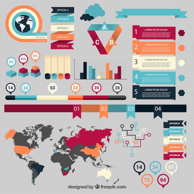 Kostenloser Vektor sammlung von infografik-elemente