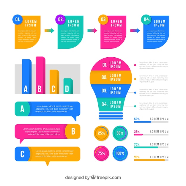 Kostenloser Vektor sammlung von infografik-elementen