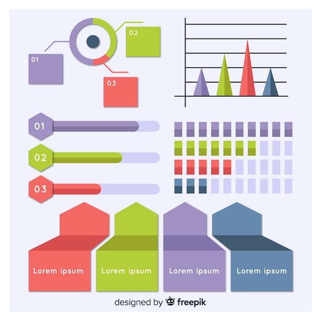 Kostenloser Vektor sammlung von infografik-elementen