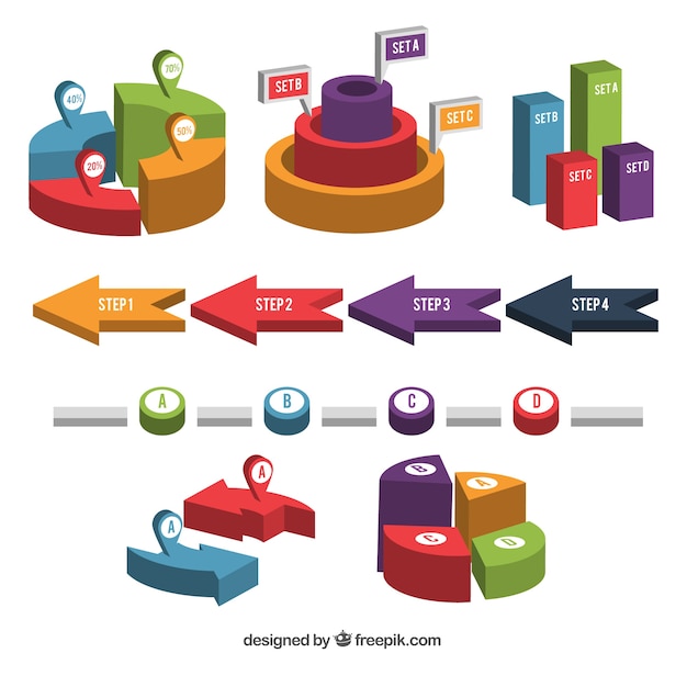 Kostenloser Vektor sammlung von infografischen element in perspektive