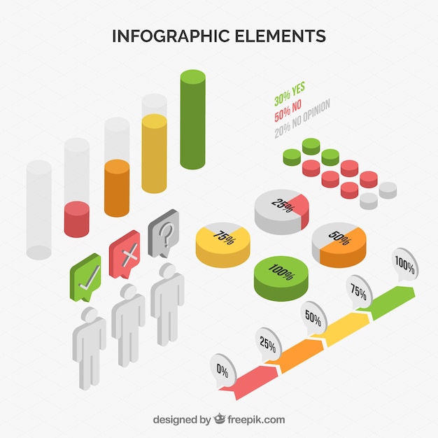 Kostenloser Vektor sammlung von infografischen elementen im isometrischen stil