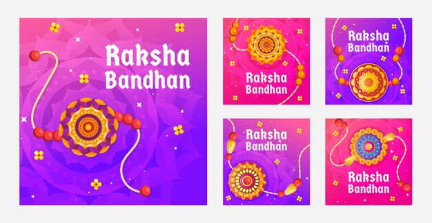 Sammlung von Instagram-Beiträgen mit Farbverlauf Raksha Bandhan