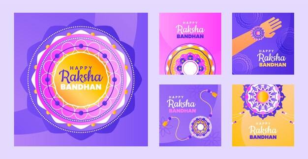 Sammlung von Instagram-Beiträgen mit Farbverlauf Raksha Bandhan