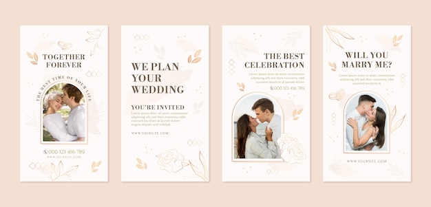 Sammlung von Instagram-Geschichten für Hochzeit und Hochzeit
