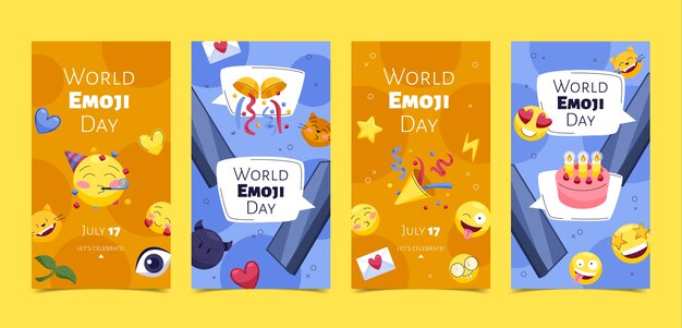 Sammlung von Instagram-Geschichten zum Emoji-Tag der flachen Welt