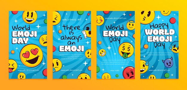 Sammlung von Instagram-Geschichten zum Emoji-Tag der flachen Welt