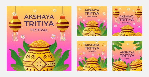 Sammlung von instagram-posts mit farbverlauf akshaya tritiya