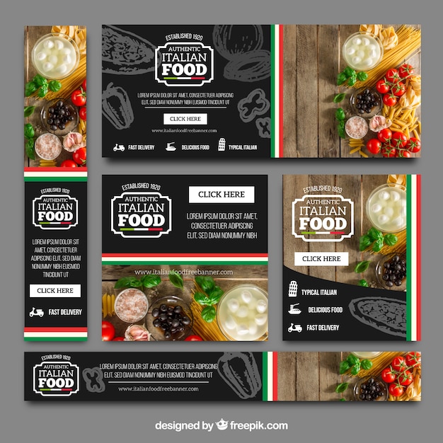 Kostenloser Vektor sammlung von italienischen restaurant banner