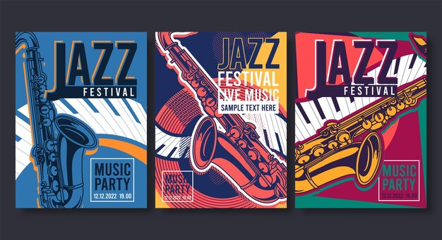 Sammlung von Jazzplakaten Flyer-Vorlagen im flachen Design