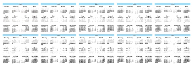Sammlung von kalendervorlagen