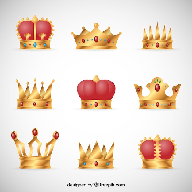 Sammlung von königlichen kronen