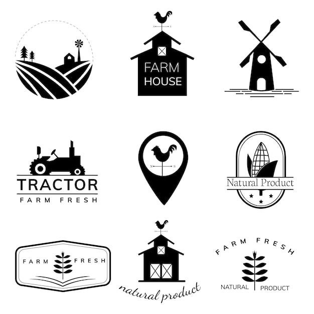 Kostenloser Vektor sammlung von landwirtschaftslogoillustrationen