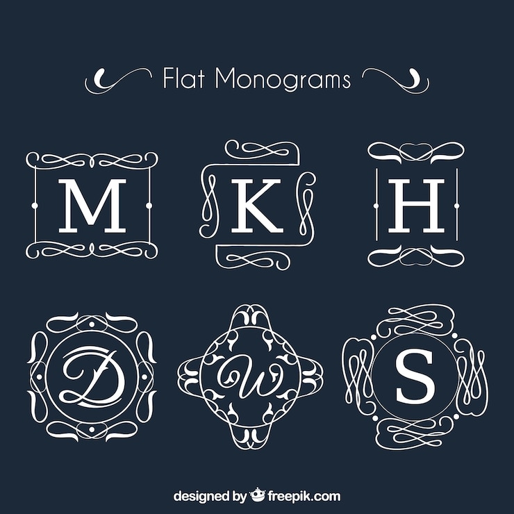 Kostenlose Vektor sammlung von monogramm in flachem design