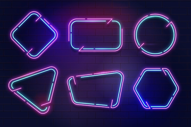 Sammlung von Neonrahmen