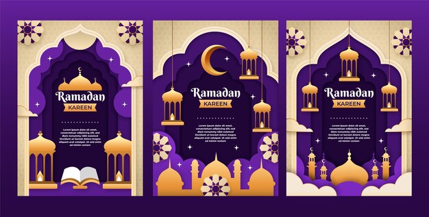 Sammlung von Ramadan-Grußkarten im Papierstil