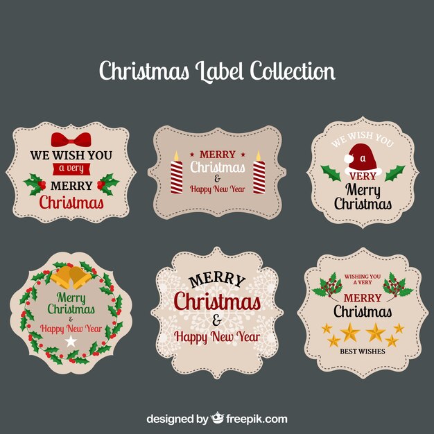 Sammlung von Retro-Weihnachts-Aufkleber